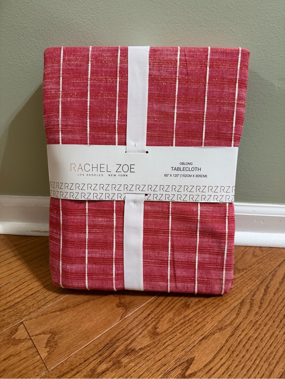 Rachel Zoe Red Striped Oblong Tablecloth